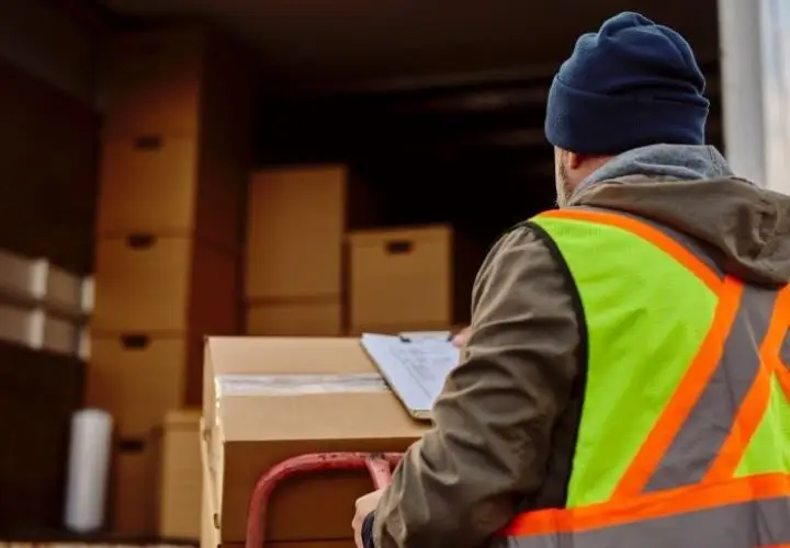 Cargo and Logistics Worker loading truck
