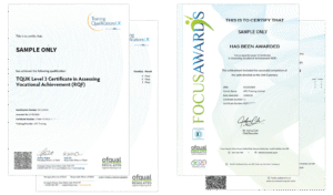 Sample Focus Awards certificate